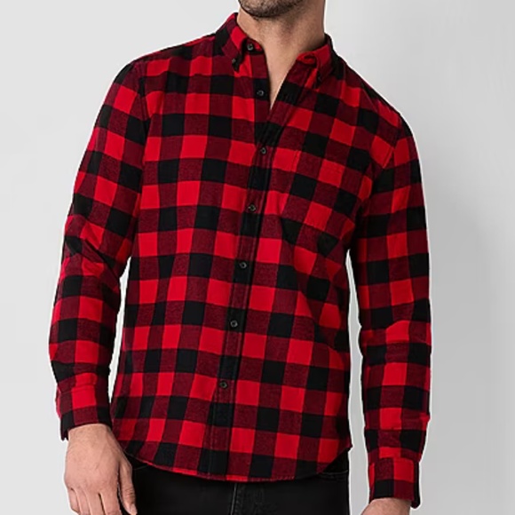 St. John's Bay Mens Long Sleeve Classic Fit Flannel Shirt Size L - Picture 1 of 4